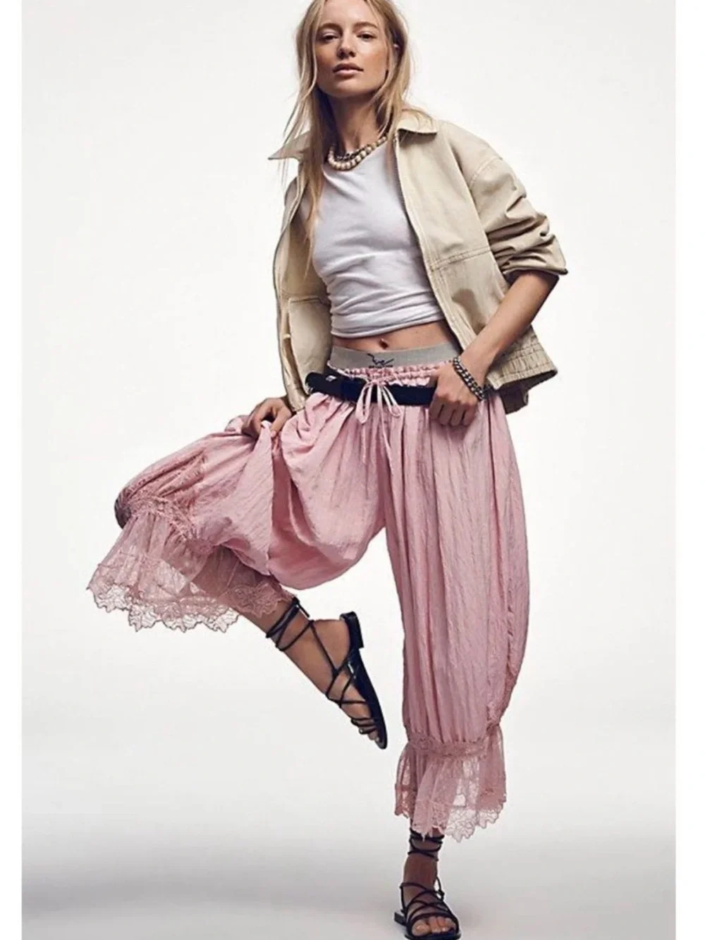 Free People Pink Forever Young Bloomer Pants